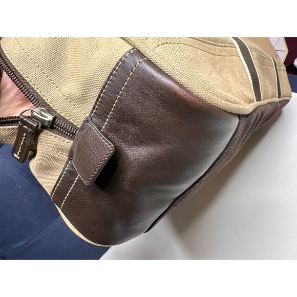 Coach Heritage Web Canvas Weekender Duffle Bag Carry On Travel 20" Tan F70582 - Picture 14 of 16